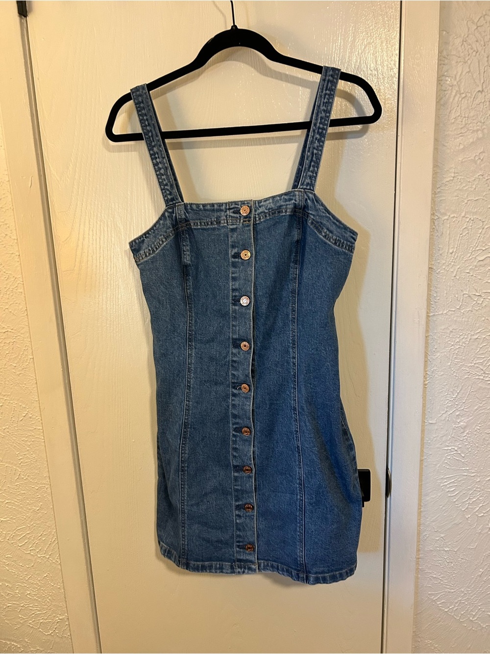Gap Denim Button-Front Mini Dress in Medium Blue